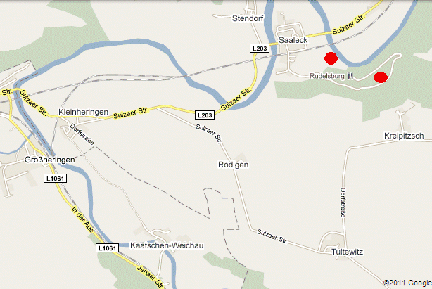 Von links : Anleger und Zeltplatz an der Rudelsburg